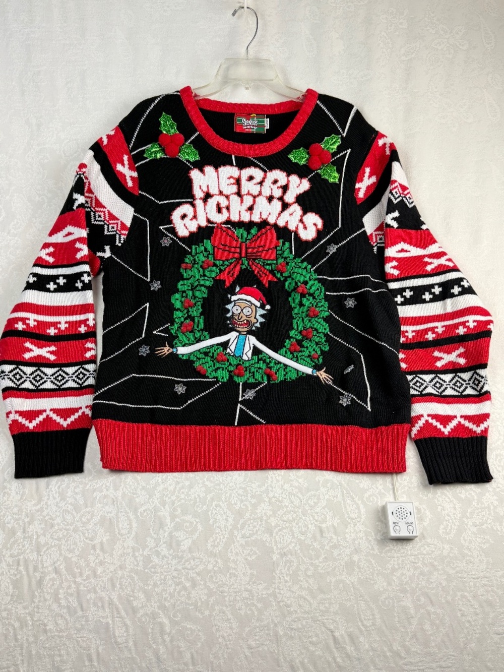 Spencer's Workshop XL Christmas Sweater Rick & Morty Ugly Xmas Graphic Black